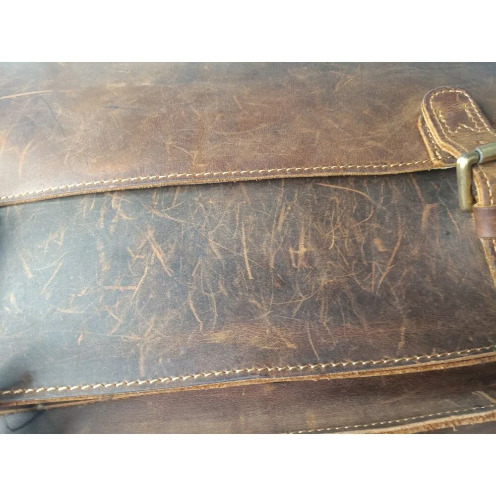 Vintage Kattee Leather Briefcase Messenger Bag Brown Fits 15 Inch Laptop